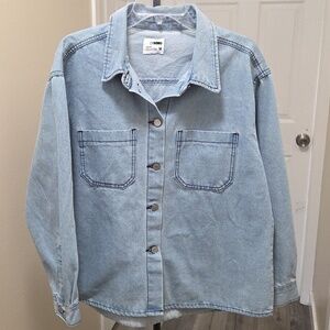 Cisono Cotton Blend Light Denim Button-Up Shirt